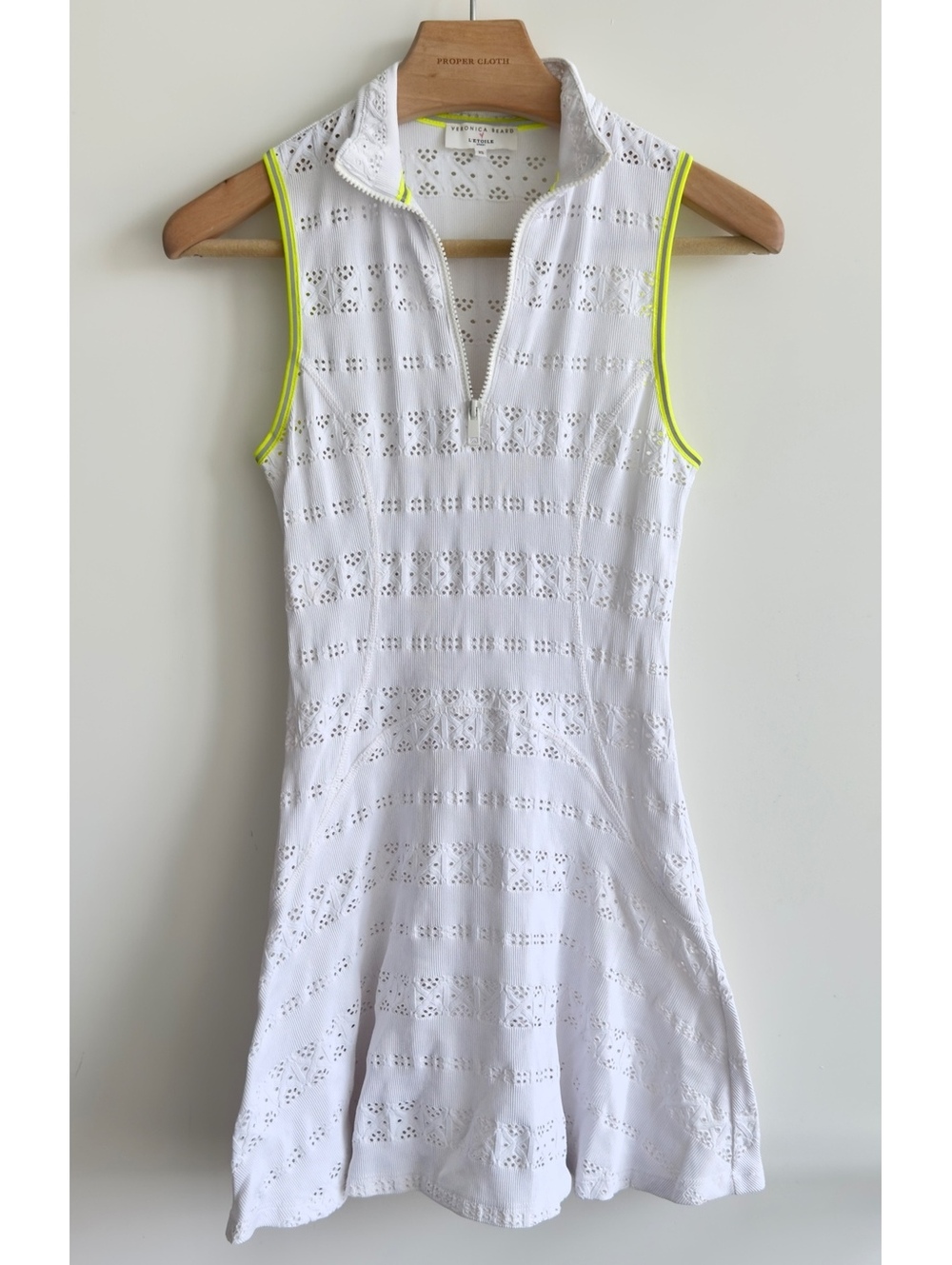 Veronica Beard L’Etoile Sport Zip Front Pointelle Lace Tennis Dress XS White - Picture 2 of 15